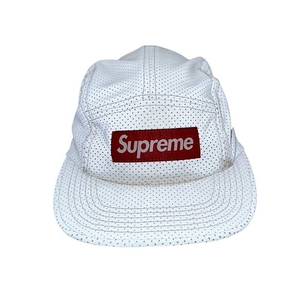 Supreme Perforated Reflective Camp Cap White 2016 5 Panel Skate Hat - Picture 1 of 9